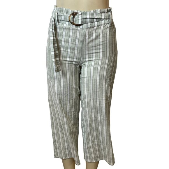 Derek Heart Women's Green and White Wide Leg Pants Sz S - Picture 1 of 6